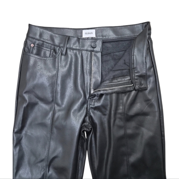 High Rise Faux Leather Bootcut Pants 31 Vent Slit Hem Modern Chic Night Out - Picture 4 of 16